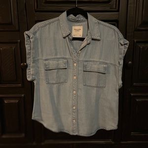 A&F Chambray Denim Shirt Loose Drop Shoulder Sleeveless